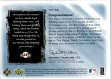 2001 Barry Bonds Upper Deck Ultimate Collection MAGIC NUMBERS GAME-USED JERSEY 4/150 #MN-BB San Francisco Giants