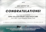2021 Ken Griffey Jr. Topps SERIES ONE TOPPS 70TH ANNIVERSARY LOGO PATCH #70LP-KG Seattle Mariners