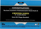 2013 Chipper Jones Topps COMMEMORATIVE PATCH CARD #CP-20 Atlanta Braves