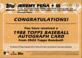 2023 Jeremy Pena Topps 1988 DESIGN BLACK BORDER AUTOGRAPH 190/199 AUTO #88BA-JP Houston Astros
