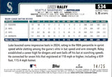 2025 Luke Raley Topps SERIES TWO ORANGE DIAMANTE FOIL 14/25 #534 Seattle Mariners