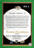 2023-24 Yaroslav Askarov Upper Deck Trilogy ROOKIE RENDITIONS GREEN 30/99 RC #RR-4 Nashville Predators