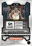 2023-24 Anthony Edwards Panini Prizm Monopoly GOLD PRIZM 40/49 #52 Minnesota Timberwolves