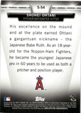 2018 Shohei Ohtani Topps SALUTE ROOKIES RC #S-54 Los Angeles Angels