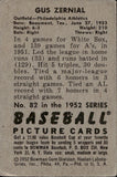 1952 Gus Zernial Bowman #82 Philadelphia Athletics BV$25