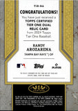 2024 Randy Arozarena Topps Tier One DUAL RELIC 65/99 GAME-USED MEMORABILIA JERSEY #T1R-RA Tampa Bay Rays
