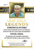 2024 Rafael Nadal Leaf In The Game Used LEAF GOLD LEGENDS PINK FOIL SHIRT RELIC 14/15 #LGL-17 Tennis