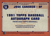 2026 Jose Canseco Topps 1991 DESIGN AUTOGRAPH AUTO #91A-CAN Oakland A's