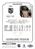 2022-23 Brandt Clarke OPC Platinum MARQUEE ROOKIE AQUAMARINE 6/149 RC #296 Los Angeles Kings