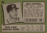 1971 Billy Martin Topps #208 Detroit Tigers