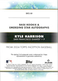 2024 Kyle Harrison Topps Inception ROOKIE & EMERGING STAR AUTOGRAPHS 130/299 ROOKIE AUTO #BRES-KH San Francisco Giants
