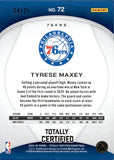 2024-25 Tyrese Maxey Panini Totally Certified MIRROR PLATINUM WHITE 24/25 #72 Philadelphia 76ers