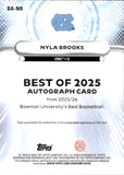 2025-26 Nyla Brooks Bowman University Best BEST OF 2025 YELLOW LAZER AUTOGRAPH 14/75 AUTO #BA-NR North Carolina Tar Heels