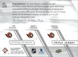 2021-22 Tim Stutzle Brady Tkachuk Thomas Chabot Upper Deck Premier TRIPLE JERSEY 10/49 #PT-CTS Ottawa Senators