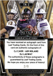 2024 CJ Carr Air Noland DJ Lagway Leaf Metal MOJO  TRIPLE AUTOGRAPH ROOKIE AUTO RC 2/9 #TA-2 Notre Dame Fighting Irish South Carolina Gamecocks Florida Gators