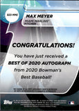 2020 Max Meyer Bowman's Best BEST OF 2020 AUTOGRAPH AUTO #B20-MME Miami Marlins