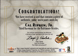 2001 Cal Ripken Jr. Fleer Authority DIAMOND CUTS GAME-WORN PANTS Baltimore Orioles