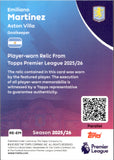 2025-26 Emiliano Martinez Topps Premier League GOLD MEMORABILIA JERSEY 22/50 #RE-EM Aston Villa