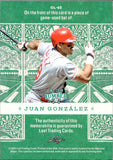 2025 Juan Gonzalez Leaf Lumber GAME-USED BAT 3/4 #GL-65 Texas Rangers