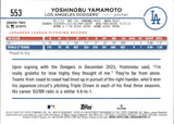 2024 Yoshinobu Yamamoto Topps SERIES TWO ROYAL BLUE ROOKIE RC #553 Los Angeles Dodgers