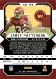 2021 Jaret Patterson Panini Obsidian ELECTRIC ETCH YELLOW ROOKIE AUTOGRAPH 13/25 AUTO RC #198 Washington Commanders
