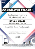 2020 Dylan Cease Topps Fire ROOKIE AUTOGRAPH ORANGE 5/99 AUTO #FA-DC Chicago White Sox