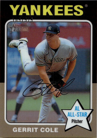 2024 Gerrit Cole Topps Heritage CHROME REFRACTOR 105/575 New York Yankees #331