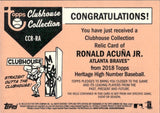 2018 Ronald Acuna Jr. Topps Heritage CLUBHOUSE COLLECTION RELIC GAME-USED MEMORABILIA JERSEY RELIC #CCR-RA Atlanta Braves