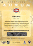 2025-26 Ivan Demidov Upper Deck Artifacts AURUM ROOKIE RC #40 Montreal Canadiens *UNSCRATCHED*