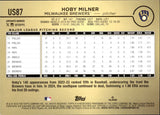2024 Hoby Milner Topps UPDATE SERIES GOLDEN MIRROR IMAGE VARIATION #US87 Milwaukee Brewers
