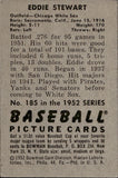 1952 Eddie Stewart Bowman #185 Chicago White Sox BV$15