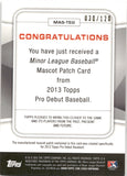 2013 Tim E. Gator Topps Pro Debut MASCOTS 30/120 #MAS-TEG KANNAPOLIS INTIMIDATORS CHICAGO WHITE SOX
