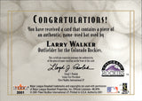 2001 Larry Walker Fleer Authority DIAMOND CUTS GAME-USED BAT Colorado Rockies