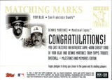 2002 Vida Blue Dennis Martinez Topps Tribute MATCHING MARKS GAME-WORN JERSEYS #MM-BM San Francisco Giants Montreal Expos