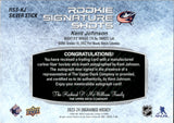 2023-24 Kent Johnson Upper Deck Engrained ROOKIE SIGNATURE SHOTS SILVER STICK 42/99 RC AUTOGRAPH AUTO #RSS-KJ Columbus Blue Jackets