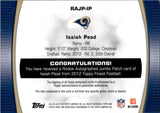 2012 Isaiah Pead Topps Finest ROOKIE AUTO JUMBO PATCH 3/5 RC AUTOGRAPH #RAJP-IP St. Louis Rams