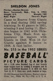 1952 Sheldon Jones Bowman #215 Boston Braves BV$15