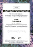 2023 Cam Collier Topps Bowman Inception PRIMORDIAL PROSPECT AUTOGRAPH 88/99 AUTO #PPA-CC Cincinnati Reds
