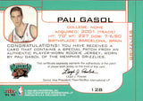 2001-02 Pau Gasol Fleer Exclusive PLAYER-WORN PATCH ROOKIE RC #128 Memphis Grizzlies