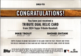2024 Mike Trout Shohei Ohtani Topps Tribute DUAL RELIC 55/75 JERSEY BAT #DR2-TO Los Angeles Angels