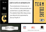 2004 Brett Favre Donruss Classics TEAM COLORS GAME-WORN JERSEY 21/150 #TC-13 Green Bay Packers