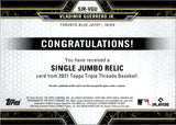 2021 Vladimir Guerrero Jr. Topps Triple Threads SINGLE JUMBO RELIC 7/18 GAME-USED MEMORABILIA JERSEY #SJR-VGU Toronto Blue Jays