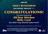 2023 Adley Rutschman Topps UPDATE ROOKIE ALL-STAR STITCHES EVENT-WORN MEMORABILIA JERSEY RC #ASR-ADL Baltimore Orioles