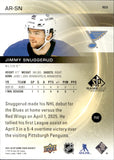 2025-26 Jimmy Snuggerud Upper Deck SP Game Used AUTHENTIC ROOKIES RED 25/399 RC #AR-SN St. Louis Blues