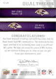 2009 Ray Lewis Ed Reed Upper Deck SP Threads DUAL THREADS GAME-USED JERSEY 134/199 #T2-LR Baltimore Ravens