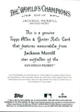 2025 Jackson Merrill Topps Allen & Ginter GAME-USED MEMORABILIA JERSEY RELIC #AGR-JM San Diego Padres