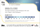 2023 Julio Rodriguez Topps X J-ROD PLAYER-WORN MEMORABILIA JERSEY 92/199 #JR3-R Seattle Mariners