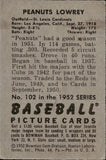 1952 Peanuts Lowrey Bowman #102 St. Louis Cardinals 2 BV$15