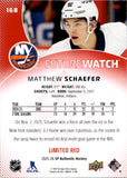 2025-26 Matthew Schaefer Upper Deck SP Authentic FUTURE WATCH LIMITED RED ROOKIE RC #168 New York Islanders