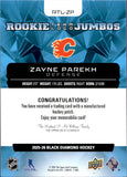 2025-26 Zayne Parekh Upper Deck Black Diamond ROOKIE TEAM LOGO JUMBOS MANUFACTURED PATCH RC #RTL-ZP Calgary Flames